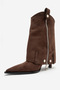 Lola Brown Suede Zippered Pointed Toe Women's Heeled Boots - 6