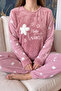Pink Hello Winter Patterned Women's Plush Pajama Set - 5