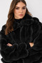 Siyah Oversize Kalıp Kürk Mont TWOAW26MO00105 - 4