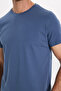 Men's Slim Fit Cotton Soft Texture Flexible Fabric Basic Indigo Crew Neck T-Shirt - 3