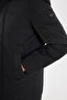 Men's Regular Fit Classic Cut Stand Collar Detachable Hood Elastic Cuff Long Black Coat - 4