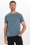 Men's Slim Fit Cotton Soft Texture Flexible Fabric Basic Light Petrol Crew Neck T-Shirt - 4