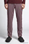 Men's Burgundy 2-Piece 100% Cotton Soft Textured Striped Pajama Set with Side Pockets Groom's Trunk Suit Dowry Set - 3