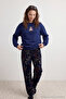 Lacivert Regular/Normal Kalıp Nakışlı Kalın Örme Sweatshirt TWOAW25SW00050 - 3