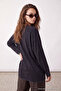 Anthracite Thick Cotton Distressed Effect Relaxed Fit Crew Neck Knitted T-Shirt Twoaw24Ts00006 - 4