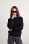 Siyah Relaxed/Rahat Kalıp Basic Reglan Kol Bisiklet Yaka Örme Sweatshirt TWOAW24SW00104 - 2