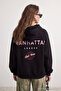 Siyah Sırt Baskı Detaylı Kapüşonlu Kalın İçi Polarlı Örme Sweatshirt TWOAW22SW0711 - 4