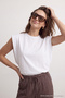 Beyaz %100 Pamuk Vatka Görünümlü Basic Bisiklet Yaka Örme T-Shirt TWOSS20TS0021 - 4