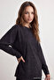 Anthracite Thick Cotton Distressed Effect Relaxed Fit Crew Neck Knitted T-Shirt Twoaw24Ts00006 - 2