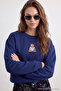 Lacivert Regular/Normal Kalıp Nakışlı Kalın Örme Sweatshirt TWOAW25SW00050 - 4