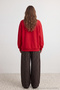 Kırmızı Oversize/Rahat Kesim Basic Bisiklet Yaka Kalın/İçi polarlı Örme Sweatshirt TWOAW24SW00102 - 5