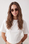Beyaz Crop Örme T-Shirt TEDSS24TS00008 - 2