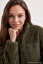Winter Essentials Haki Kalın Polar Fermuarlı Uzun Kol Cepli Örme Hırka/Sweatshirt TWOAW24SW00071 - 3