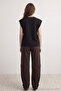 Siyah %100 Pamuk Vatka Görünümlü Basic Bisiklet Yaka Örme T-Shirt TWOSS20TS0021 - 4