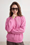 Pembe Oversize/Rahat Kesim Basic Bisiklet Yaka Kalın/İçi polarlı Örme Sweatshirt TWOAW24SW00102 - 2