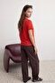 Kırmızı %100 Pamuk Basic Bisiklet Yaka Örme T-Shirt TWOSS23TS00000 - 5