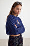Lacivert Regular/Normal Kalıp Nakışlı Kalın Örme Sweatshirt TWOAW25SW00050