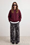 Bordo Oversize/Rahat Kesim Basic Bisiklet Yaka Kalın/İçi polarlı Örme Sweatshirt TWOAW24SW00102 - 2