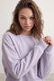 Lila Kalın İçi Polarlı Regular/Normal Kalıp Bisiklet Yaka Basic Örme Sweatshirt TWOAW24SW00101 - 2