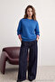 Saks Oversize/Rahat Kesim Basic Bisiklet Yaka Kalın/İçi polarlı Örme Sweatshirt TWOAW24SW00102 - 2