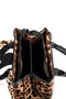 Women's Box Leopard Patterned Faux Leather Removable Strap Snap Fastener Zipper Closure Hand and Shoulder Bag - 5