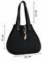 Women's Black Hand-Knitted Leather Handle Large Size Shoulder and Shoulder Bag with Charms - 4