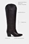 Sidley Brown Genuine Leather Pointed Toe Women's Heeled Dallas Boots - 2