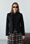Siyah Süs Kapamalı Fitted/Vücuda Oturan Blazer Ceket TWOAW27BC00074