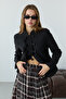 Siyah Süs Kapamalı Fitted/Vücuda Oturan Blazer Ceket TWOAW27BC00074 - 5