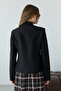Siyah Süs Kapamalı Fitted/Vücuda Oturan Blazer Ceket TWOAW27BC00074 - 2