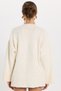 Women's Oversize Wide Cut Crew Neck Three Quarter Sleeve Ecru Knitwear Sweater - 8