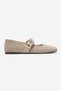 Jonas Beige Suede Genuine Leather Women's Ballerina Shoes with Belt - 5
