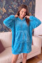 Petrol Blue Hooded Full Plush Oversize Sweat Poncho Pajamas - 3