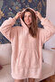 Salmon Hooded Full Plush Oversize Sweat Poncho Pajamas - 3