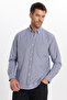 Men's Regular Fit Classic Cut Button Lapel Small Checkered Cotton Shirt - 3