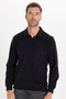 Men's Regular Fit Classic Cut Long Sleeve Black Polo Collar Sweatshirt - 3