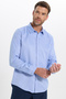 Slim Fit Long Sleeve Easy-Iron Sweat-Comfortable Tie-Down Collar Four Seasons Blue Men's Shirt - 4