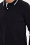 Men's Slim Fit 100% Cotton Long Sleeve Black Polo Collar Sweatshirt - 5