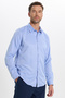 Slim Fit Long Sleeve Easy-Iron Sweat-Comfortable Tie-Down Collar Four Seasons Blue Men's Shirt