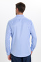 Slim Fit Long Sleeve Easy-Iron Sweat-Comfortable Tie-Down Collar Four Seasons Blue Men's Shirt - 8