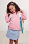 Pink Girls' Plain Crew Neck Thick/Fleece Lined Knitted Sweatshirt Tkdaw27Sw00039