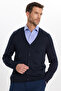 Men's Slim Fit Buttoned Plain Cotton Blue Navy Blue Cardigan