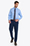 Men's Slim Fit Non-Iron Cotton Tie Collar Long Sleeve Blue Shirt - 2