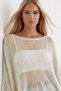 Women's Ecru Colorful Glittery Loose Fit Knitwear Poncho Blouse Alc-X15578 - 5