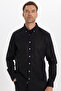 Men's Slim Fit Long Sleeve Linen Premium Series Button-Down Collar Sporty Black Shirt