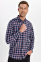 Men's Regular Fit Classic Cut Button Lapel Small Checkered Cotton Shirt - 3