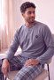 Smoked Plaid Patterned Fleece Men's Pajama Set - 2