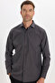 Men's Regular Fit Comfortable Cut Long Sleeve Cotton Easy-Iron Dobby Gray Shirt