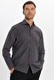 Men's Regular Fit Comfortable Cut Long Sleeve Cotton Easy-Iron Dobby Gray Shirt - 4