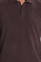 Men's Regular Fit Classic Cut Long Sleeve Interlock Fabric Brown Polo Collar Sweatshirt - 3